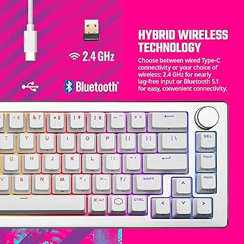 COOLER MASTER - Cooler master CK721 White ゲーミングキーボード Amazon.com: Cooler Master CK721 65% Hybrid Wireless 2.4GHz